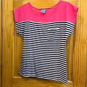 H.I.P. Size small navy, white, and hot pink blouse